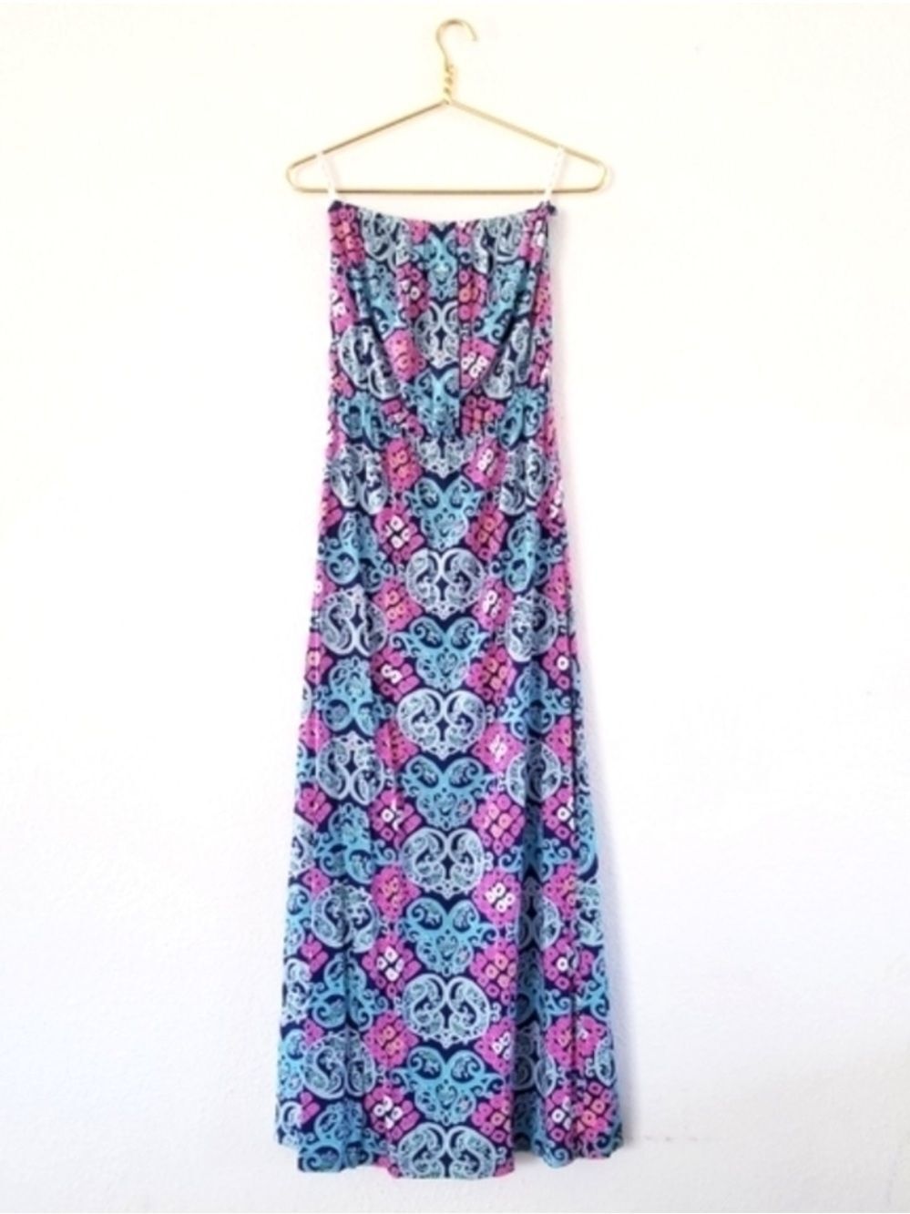 LILLY PULITZER MARLISA BEHIND THE GATES STRAPS-LESS MULTICOLOR MAXI DRESS M